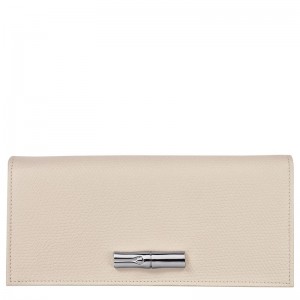 Women Longchamp Le Roseau Flap Wallet Beige | Ireland-084DLAOFR