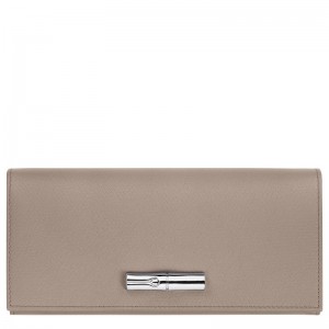 Women Longchamp Le Roseau Flap Wallet Beige | Ireland-947HATGJN