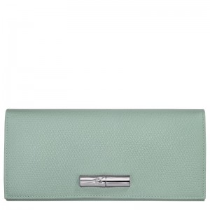 Women Longchamp Le Roseau Flap Wallet Blue Green | Ireland-087RJOULE