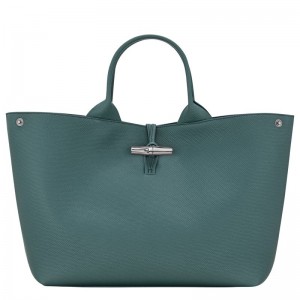 Women Longchamp Le Roseau L Handbag Blue Green | Ireland-817IUNXDQ