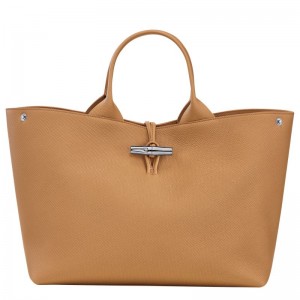 Women Longchamp Le Roseau L Handbag Brown | Ireland-962UKPODM