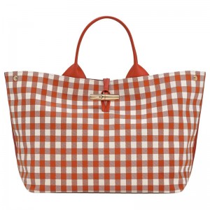 Women Longchamp Le Roseau L Handbag Orange | Ireland-063YSGJVC