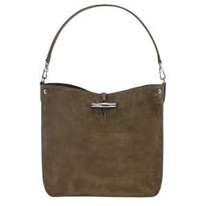 Women Longchamp Le Roseau M Hobo Bag Olive | Ireland-396DYIVOW