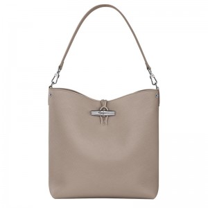 Women Longchamp Le Roseau M Shoulder Bag Beige | Ireland-816FBLRYW