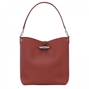 Women Longchamp Le Roseau M Shoulder Bag Brown | Ireland-526UYHPKC