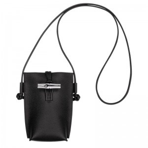 Women Longchamp Le Roseau Phone Case Black | Ireland-209ACZSYQ