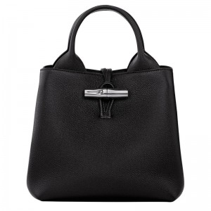 Women Longchamp Le Roseau S Handbag Black | Ireland-756SDUXEN