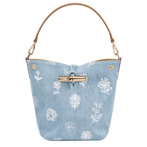 Women Longchamp Le Roseau Xs Bucket Bag Blue | Ireland-612CSHEFO