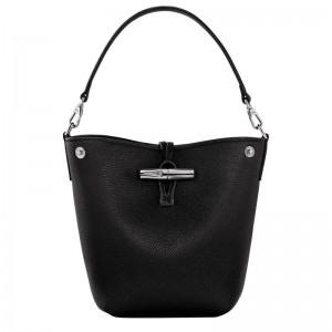 Women Longchamp Le Roseau Xs Bucket Bag Black | Ireland-467QHMPUF