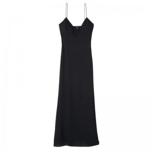 Women Longchamp Long Dress Black | Ireland-526OLZAUH