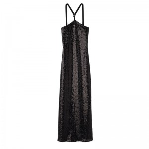 Women Longchamp Long Dress Black | Ireland-692XMLEBW