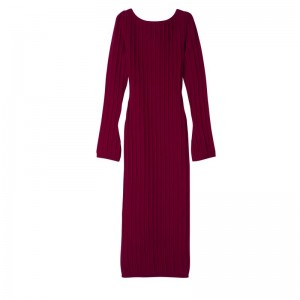 Women Longchamp Long Dress Dark Red | Ireland-614PIKNRV