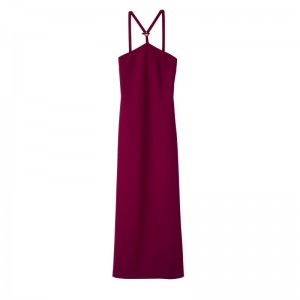 Women Longchamp Long Dress Dark Red | Ireland-325AFLHYZ