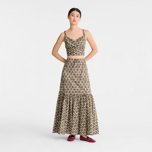 Women Longchamp Long Skirts Olive | Ireland-350YNZPFX