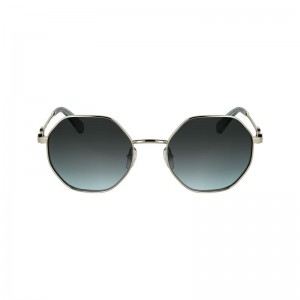Women Longchamp Metal Sunglasses Blue Grey | Ireland-359IQXLZS