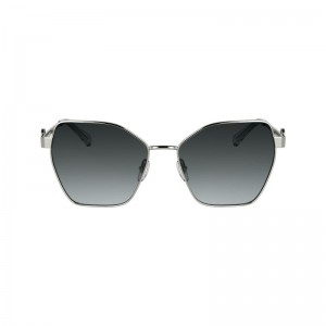 Women Longchamp Metal Sunglasses Silver / Grey | Ireland-749QTGVAZ