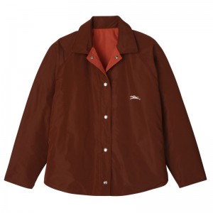Women Longchamp Padded Blouson Jacket Brown / Pink | Ireland-502VWTHBZ