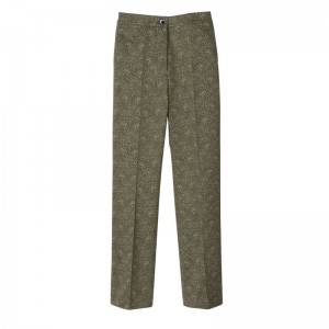 Women Longchamp Printed Gabardine Pants Green | Ireland-197CNOYSQ