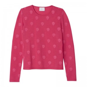 Women Longchamp Round Neck Sweater Pink | Ireland-304TMZUAY