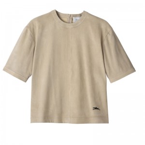 Women Longchamp Short Leather Top Beige | Ireland-189PBWXTJ