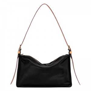 Women Longchamp Smoothie M Crossbody Bag Black | Ireland-917TSUKPW