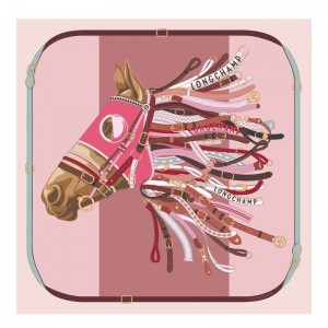 Women Longchamp Tête De Cheval 90 Scarf Pink | Ireland-657MCPDAR