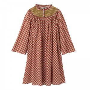 Women Longchamp Vichy Jacquard Dress Coral / White | Ireland-362HTWKYL