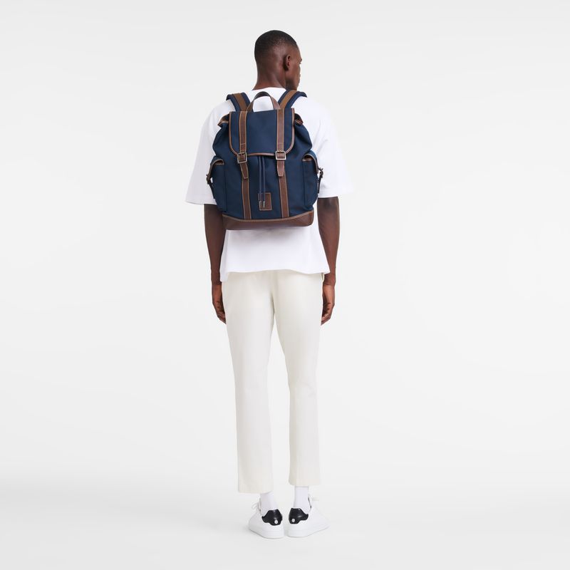 Men Longchamp Boxford Backpack Blue | Ireland-346ZHYKSA