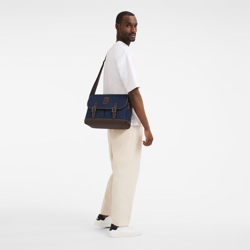 Men Longchamp Boxford L Crossbody Bag Blue | Ireland-197THKNEV