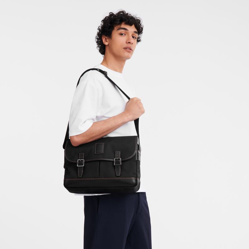 Men Longchamp Boxford L Crossbody Bag Black | Ireland-410RIUVMJ