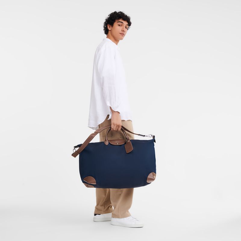 Men Longchamp Boxford L Travel Bag Blue | Ireland-038QGIPON