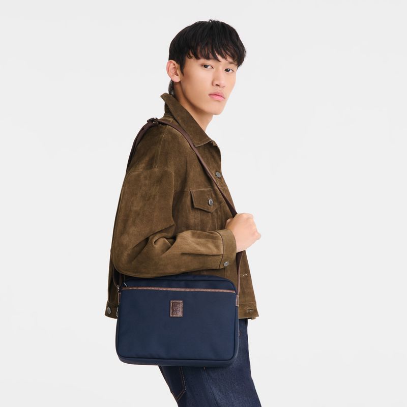 Men Longchamp Boxford M Camera Crossbody Bag Blue | Ireland-679HUNCSJ