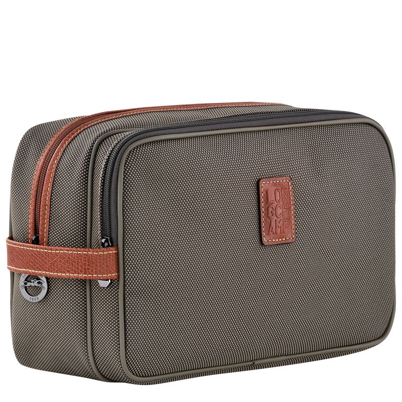 Men Longchamp Boxford Toiletry Bags Brown | Ireland-754KEPJXG