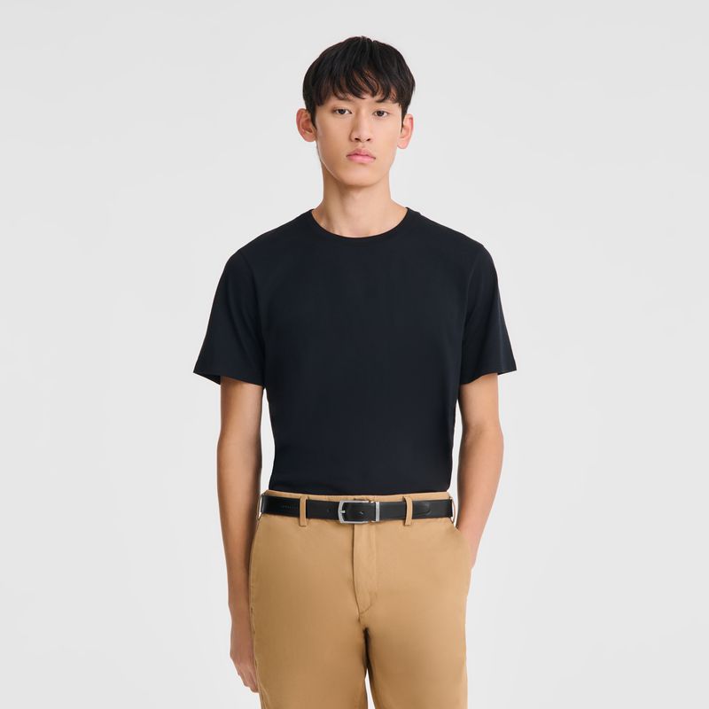 Men Longchamp Delta Box Belt Black / Beige | Ireland-942MGPLZH