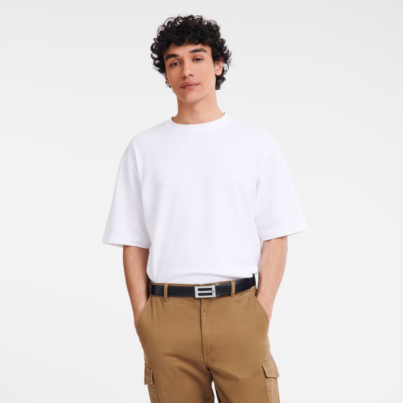 Men Longchamp Delta Box Belt Black / Beige | Ireland-413SHYEZT