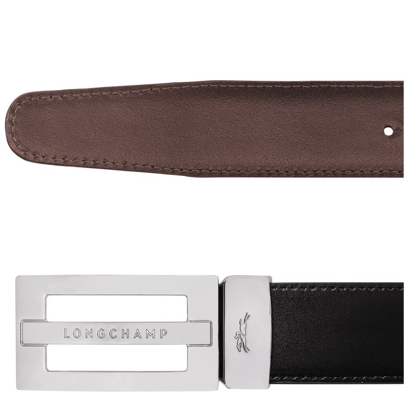 Men Longchamp Delta Box Belt Black / Beige | Ireland-413SHYEZT