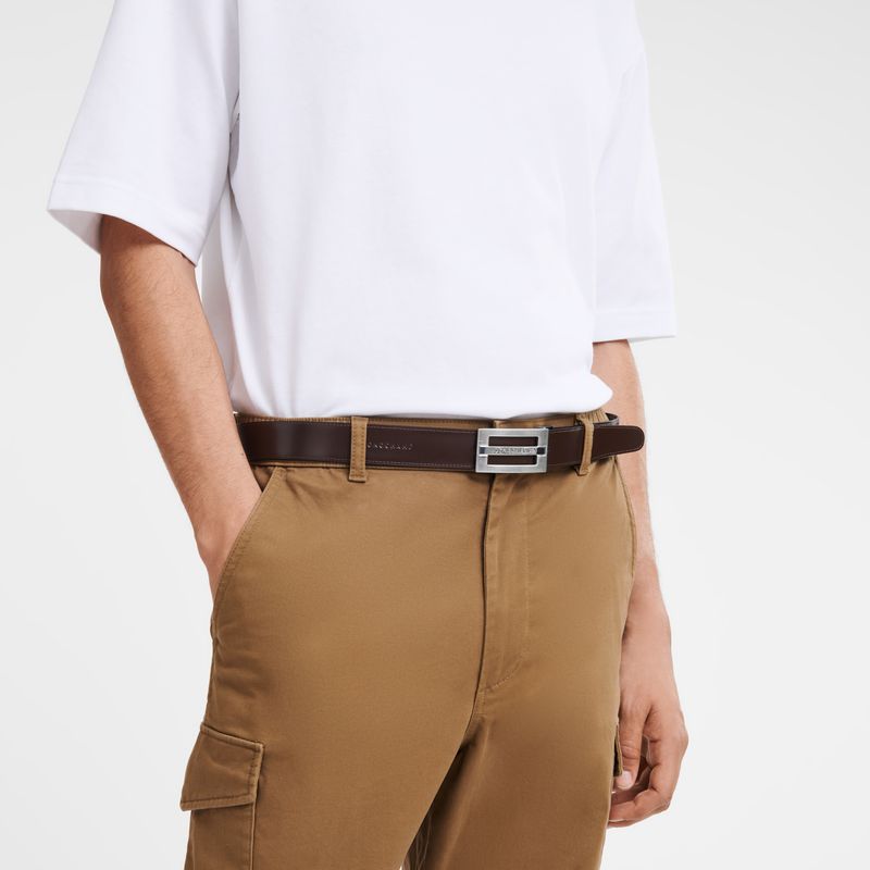 Men Longchamp Delta Box Belt Black / Beige | Ireland-413SHYEZT