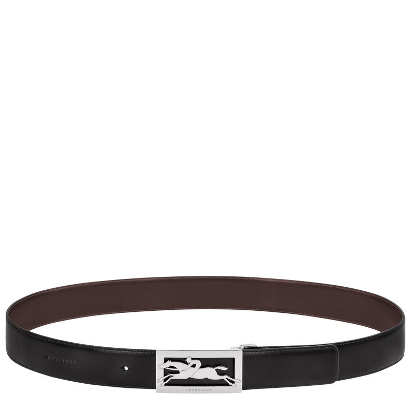 Men Longchamp Delta Box Belt Black / Beige | Ireland-235ZSYQNC