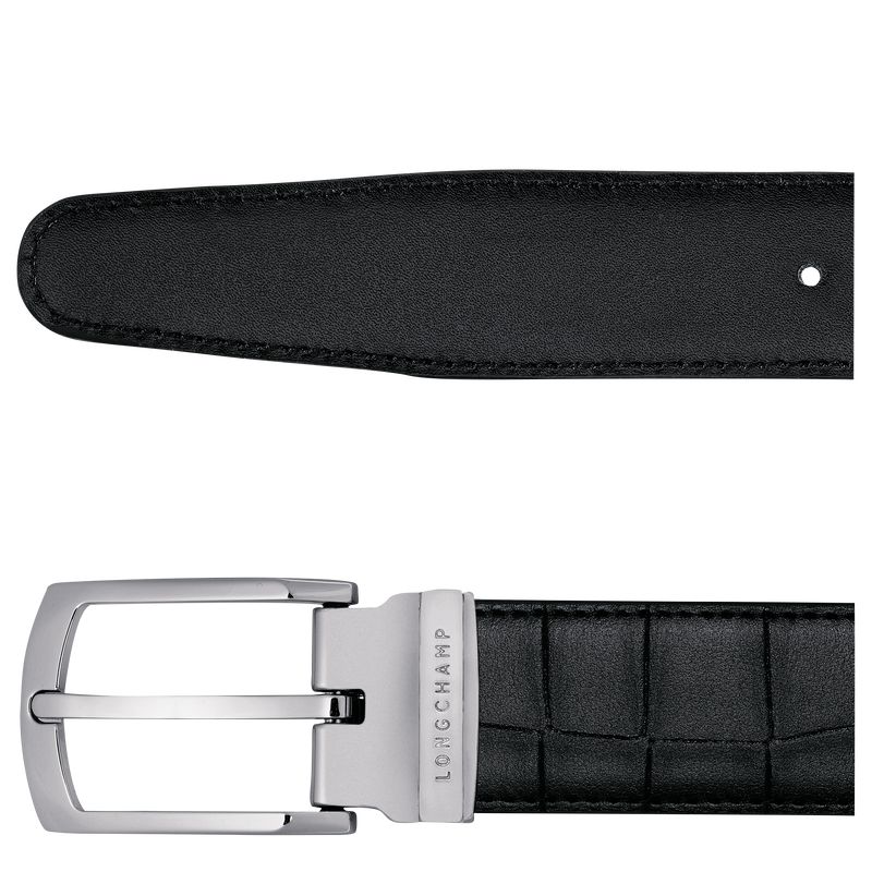 Men Longchamp Delta Box Belt Black | Ireland-928GBMTEX