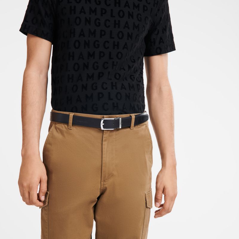 Men Longchamp Delta Box Belt Black | Ireland-928GBMTEX