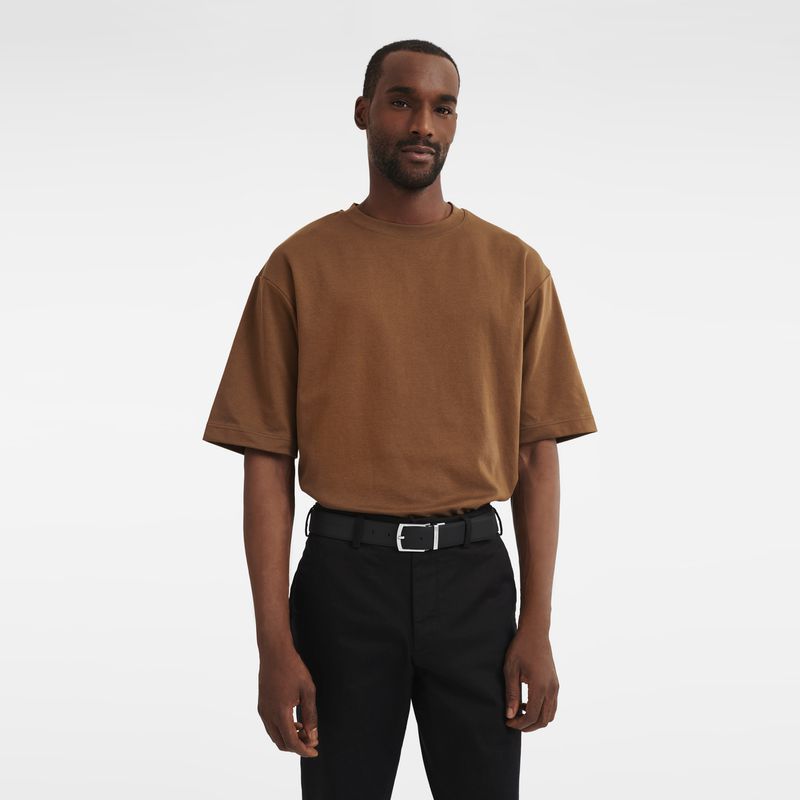 Men Longchamp Le Foulonné Belt Beige / Black | Ireland-781YIDGHZ