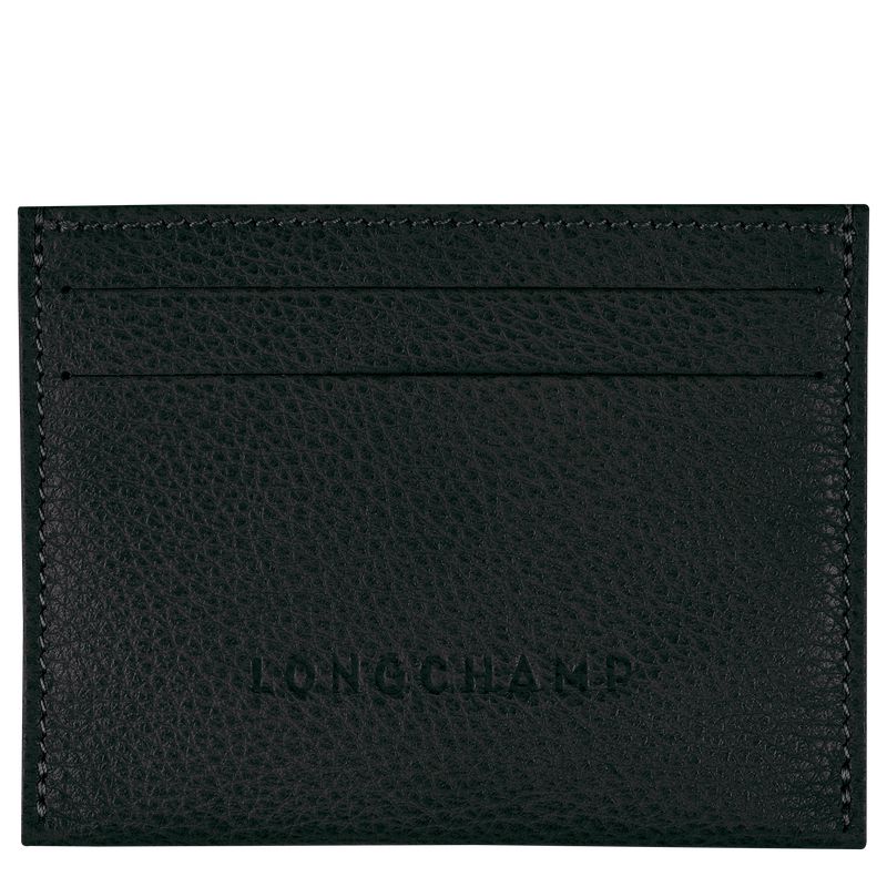Men Longchamp Le Foulonné Card Holder Black | Ireland-092UMLQAH