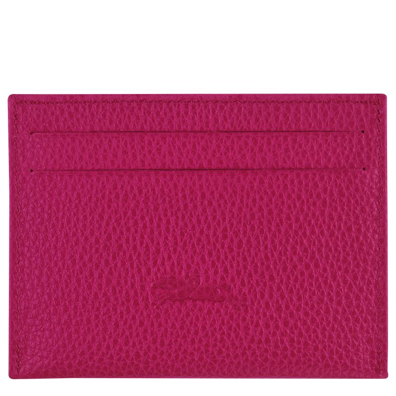 Men Longchamp Le Foulonné Card Holder Fuchsia | Ireland-057PJDZAU