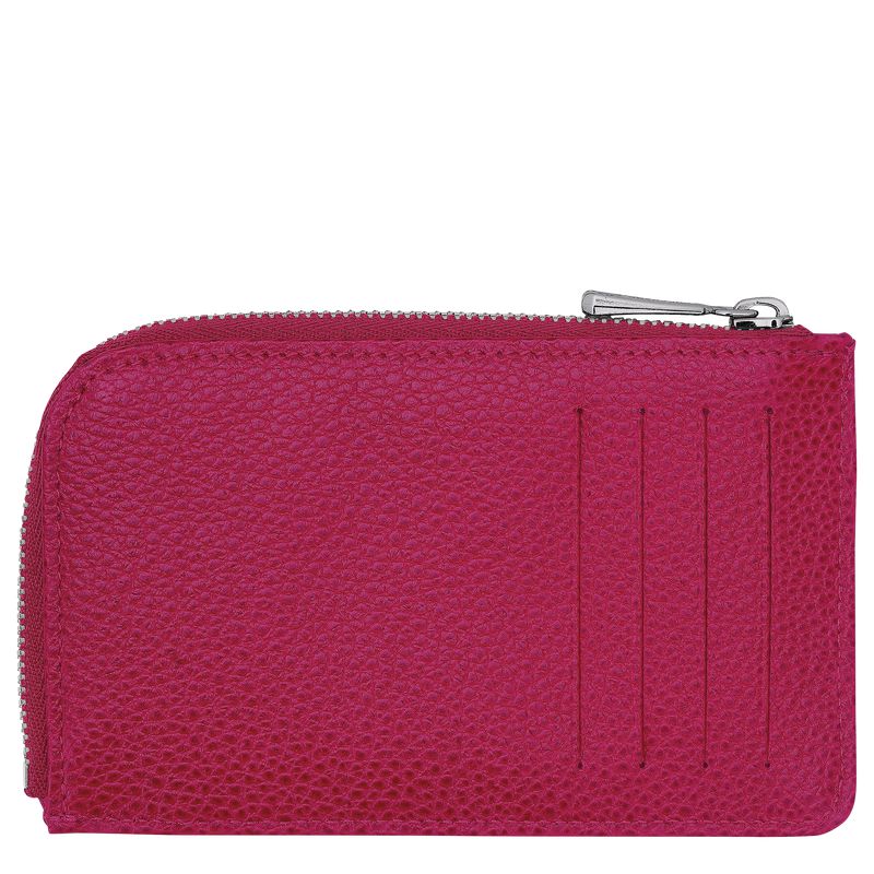 Men Longchamp Le Foulonné Card Holder Fuchsia | Ireland-875IJHODN