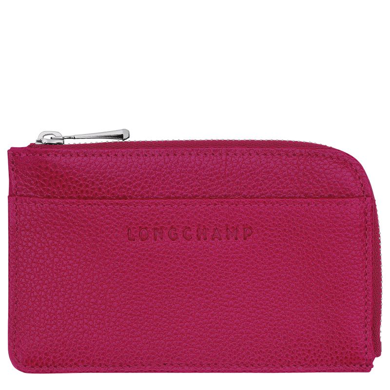 Men Longchamp Le Foulonné Card Holder Fuchsia | Ireland-875IJHODN