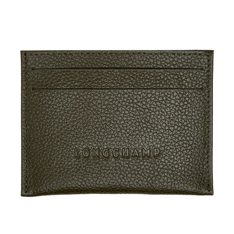 Men Longchamp Le Foulonné Card Holder Khaki | Ireland-836KDUVFS
