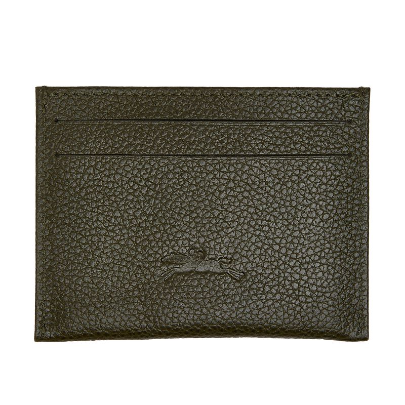Men Longchamp Le Foulonné Card Holder Khaki | Ireland-836KDUVFS