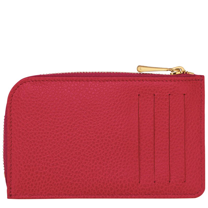 Men Longchamp Le Foulonné Card Holder Red | Ireland-961ZOAHMX