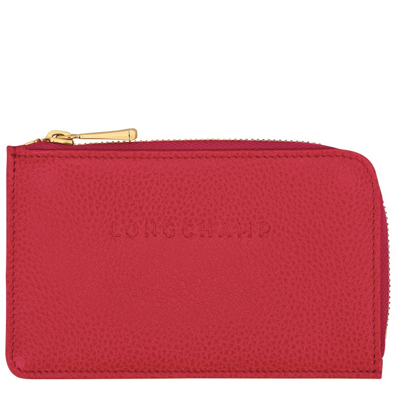 Men Longchamp Le Foulonné Card Holder Red | Ireland-961ZOAHMX