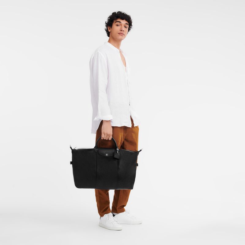 Men Longchamp Le Foulonné L Travel Bag Black | Ireland-056XFWCKS